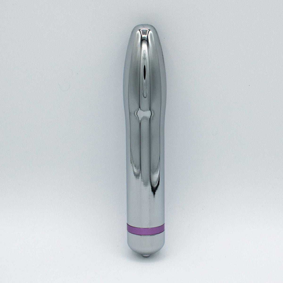 Like A Kitten Fly Me to the Moon Metal Vibrator, sleek rocket-inspired massager with a smooth aluminum finish.