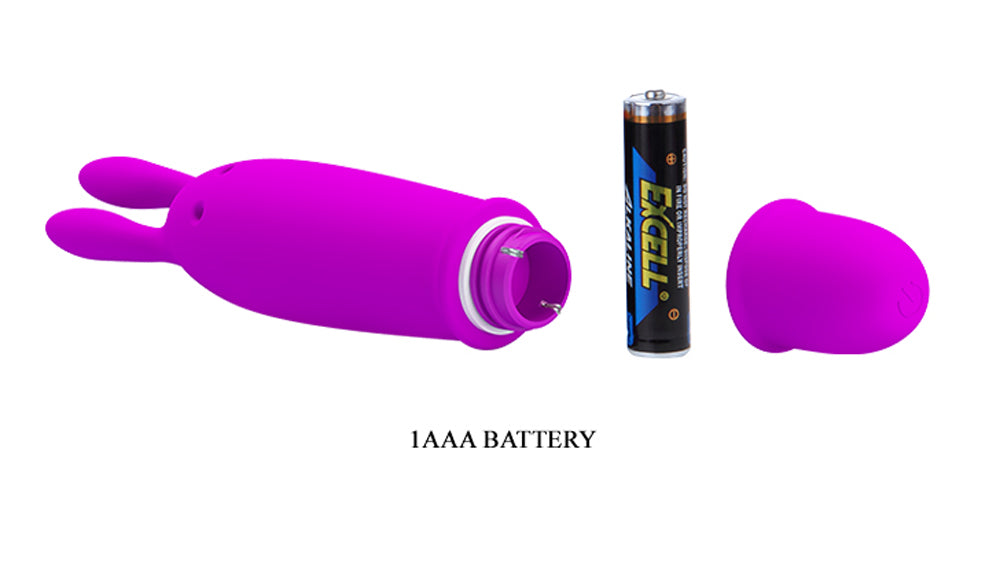 Pretty Love Boyce Silicone Bunny Vibrator Purple with AAAA battery for powerful stimulation.