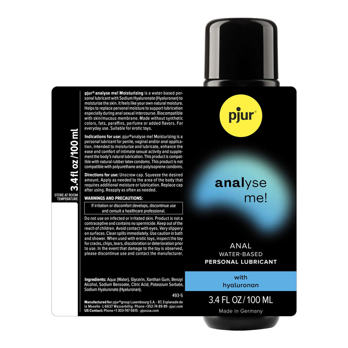 Pjur Analyse Me Water-Based Anal Lubricant 250 ml bottle with hyaluronan for maximum moisture and comfort.