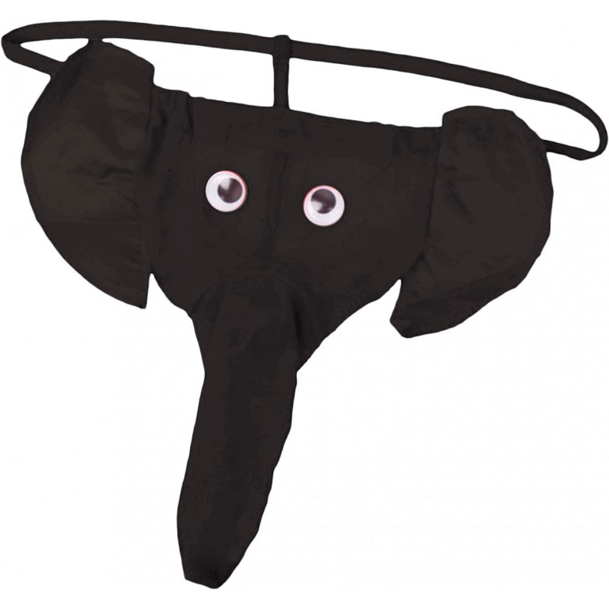 Hott Products Elephant Thong Black One Size featuring playful elephant trunk design and soft cotton fabric.