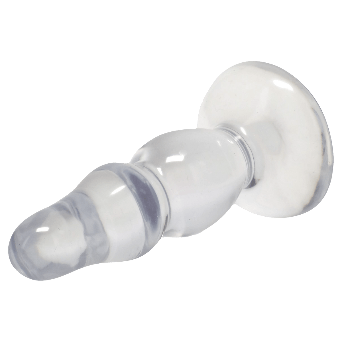 Crystal Jellies Novice Pop Plug 4 Inch Clear designed for beginners, made of flexible and clear jelly material.