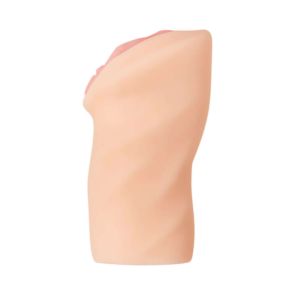 Realistic vagina stroker designed for pleasure with soft TPE, featuring a detailed vaginal entry and ergonomic grip.