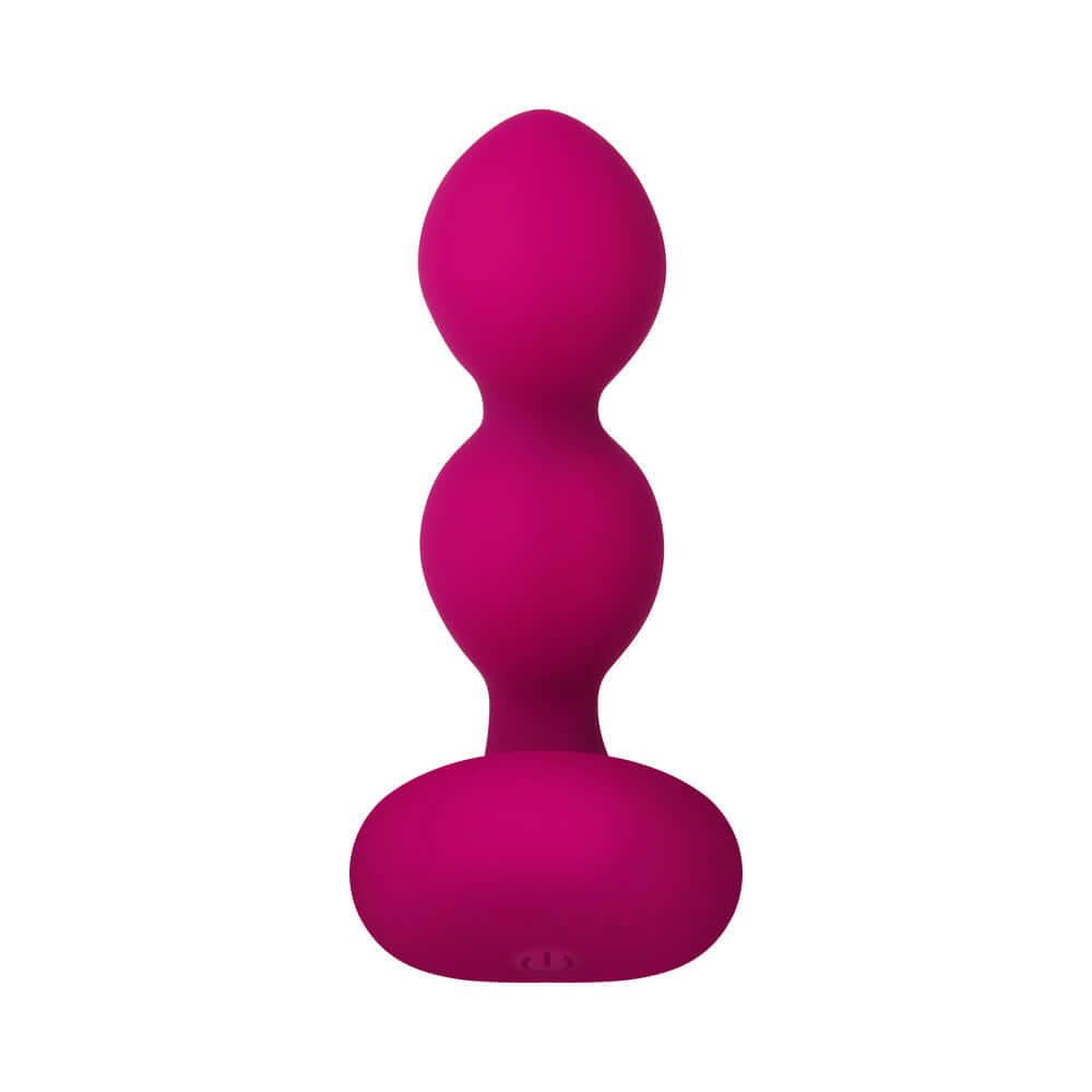 Zero Tolerance Bubble Butt Inflatable Vibrating Beaded Anal Plug in pink, featuring three stimulating beads and a stable base.