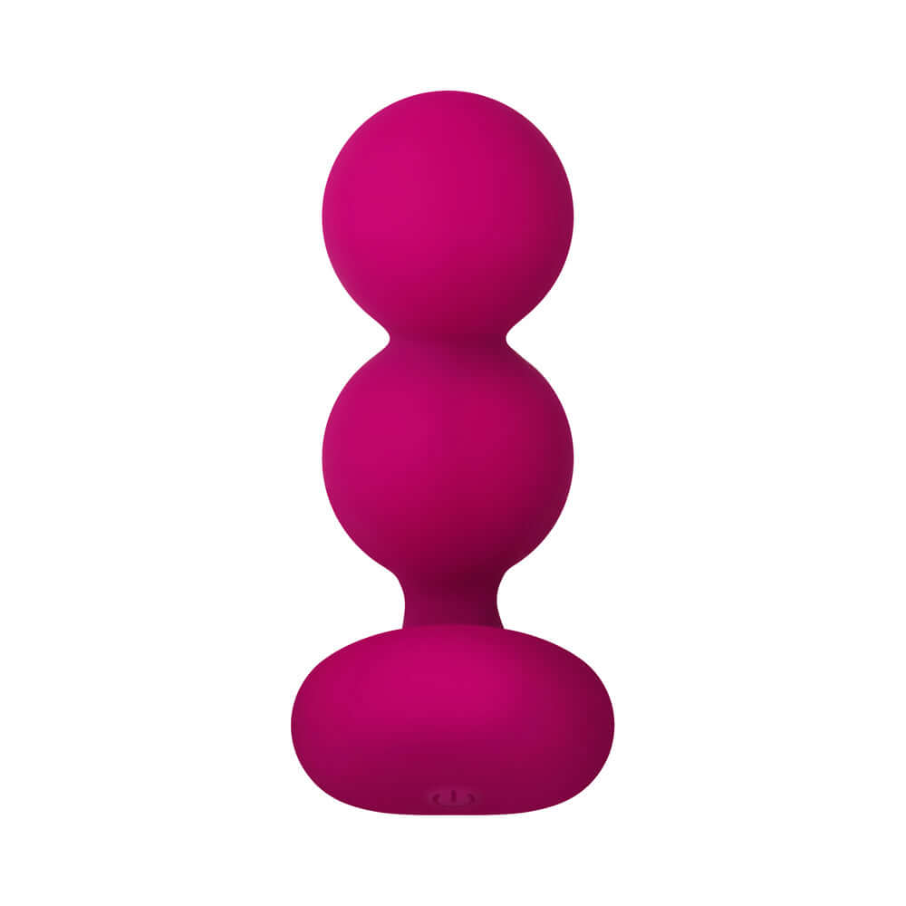 Pink inflatable vibrating beaded anal plug, designed for tantalizing pleasure with ergonomic base.