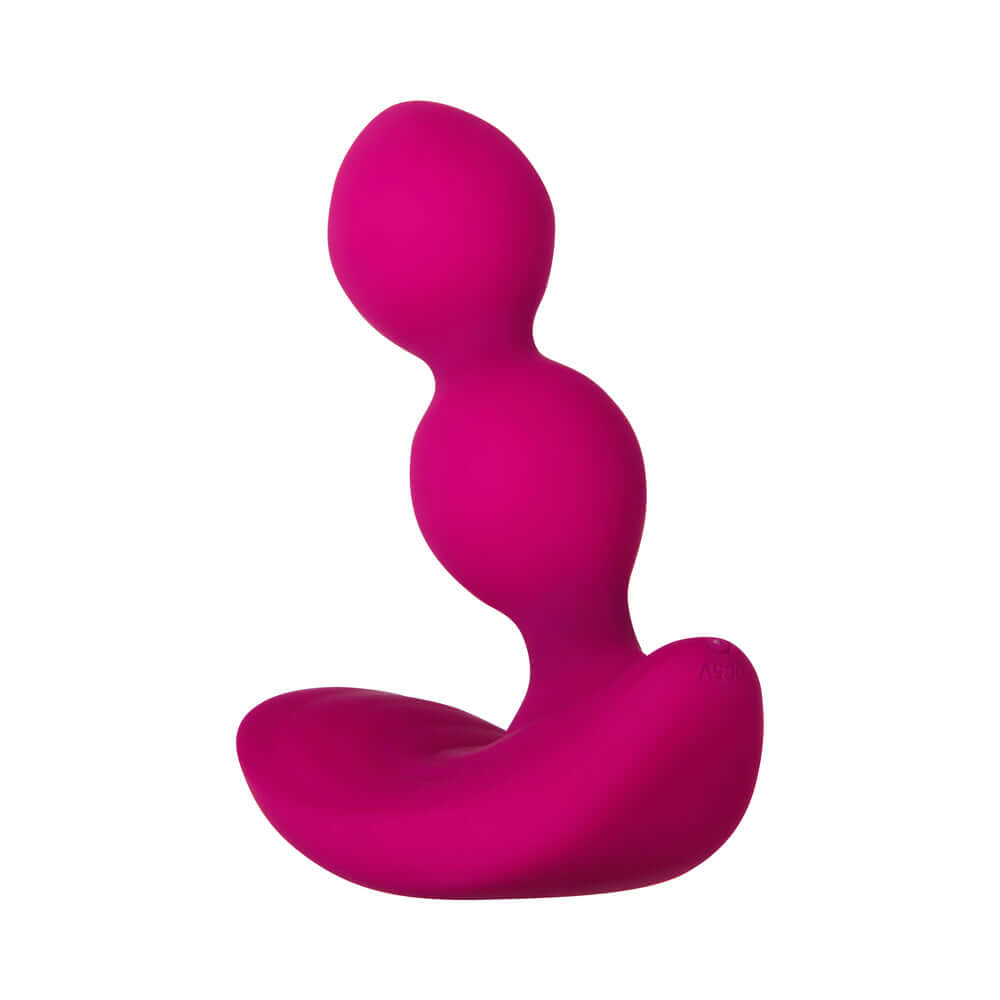 Pink inflatable vibrating beaded anal plug with ergonomic design for enhanced pleasure.