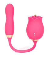 The Gg Rose Stem Thrusting Stimulator in pink, featuring a rose-inspired design and sensual curves for intimate pleasure.