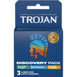 Trojan Discovery Condom Variety 3 Pack includes ultra thin, original, and ultra ribbed condoms for versatile sensations.
