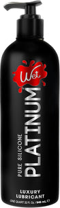 Wet Platinum Luxury Silicone Lubricant 32 Oz bottle featuring pure silicone formula and pump dispenser.