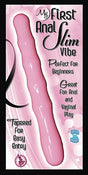 My First Anal Slim Vibe Waterproof Pink packaging, emphasizing its beginner-friendly features and tapered design.