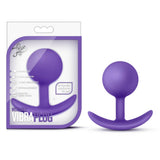 Blush Luxe Wearable Vibra Anal Plug Purple in packaging, showcasing its smooth design and comfortable fit.