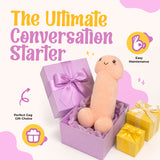 Happy Peckers Penis Pillow Small displayed in a gift box, perfect for playful decor and conversation starter.