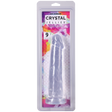 Crystal Jellies Realistic Cock 9 Inch Clear in packaging by Doc Johnson, showcasing its lifelike detail and clear design.