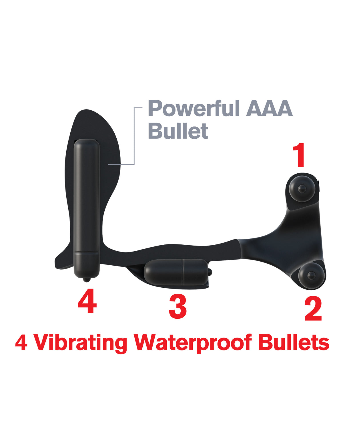 Fantasy C-Ringz Ultimate Ass Gasm Cock Ring Black with 4 vibrating waterproof bullets and powerful AAA bullet.
