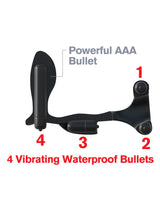 Fantasy C-Ringz Ultimate Ass Gasm Cock Ring Black with 4 vibrating waterproof bullets and powerful AAA bullet.