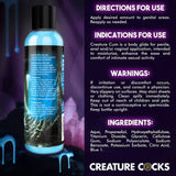 Creature Cum Blue Jizz Water-Based Lubricant 8 Oz with usage directions and ingredient list