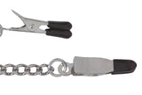 Spartacus Endurance Nipple Clamps Tapered Tip showing rubber-tipped clamps and connecting chain for nipple play.