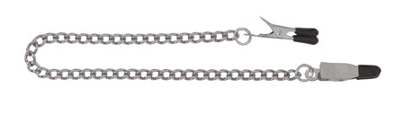 Spartacus Endurance Nipple Clamps Tapered Tip - silver chain with rubber-tipped clamps for nipple play.