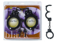 Spartacus Black Single Lock Handcuffs metal cuff set in packaging with keys, perfect for bondage sessions.