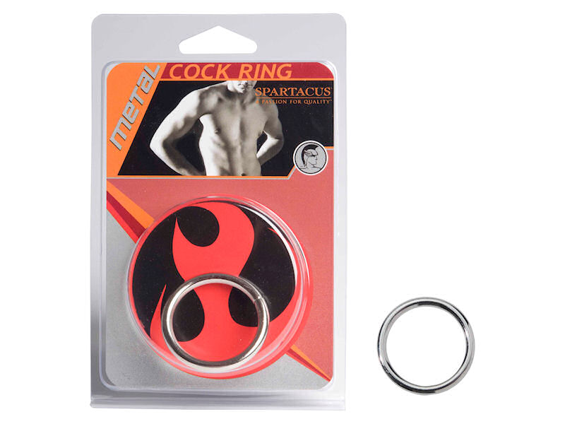 Spartacus 1-1/4 Inch Metal Cock Ring Nickel Silver packaging and product image.