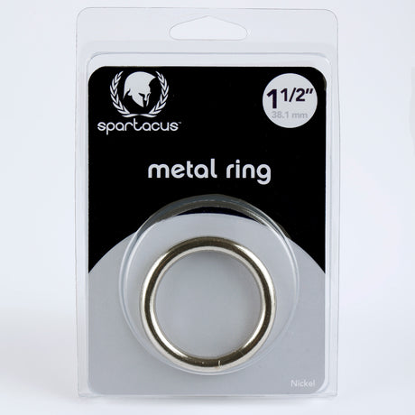 Spartacus Gear Metal C Ring in packaging, featuring 1 1/2 inch welded nickel design for enhanced pleasure.