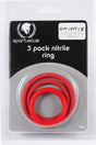 Spartacus Nitrile Cock Ring 3-Pack Set Red featuring graduated rings for comfort and durability.