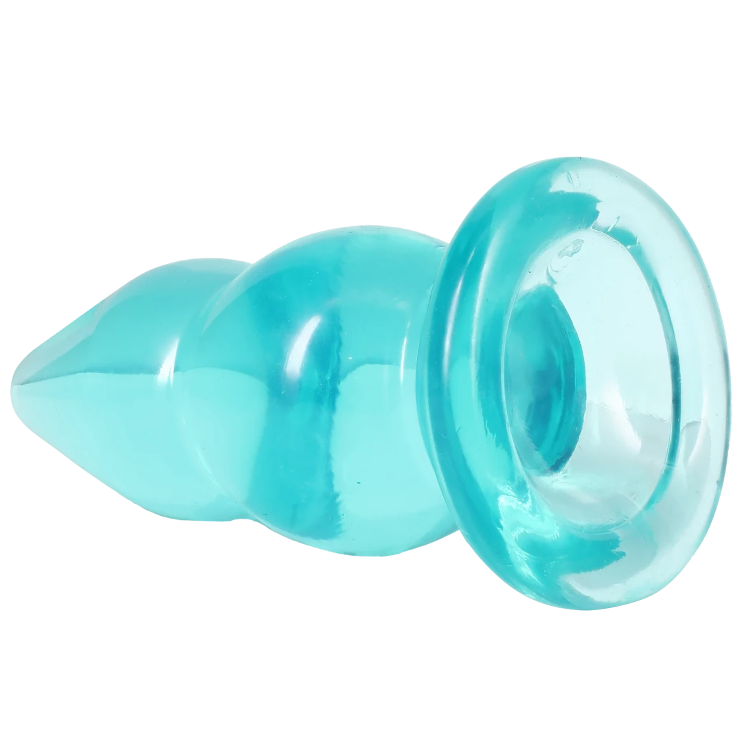 Crystal Jellies Double Pop Plug 6 Inch Teal showcasing its double curve shape and tapered tip.