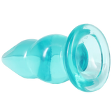 Crystal Jellies Double Pop Plug 6 Inch Teal showcasing its double curve shape and tapered tip.