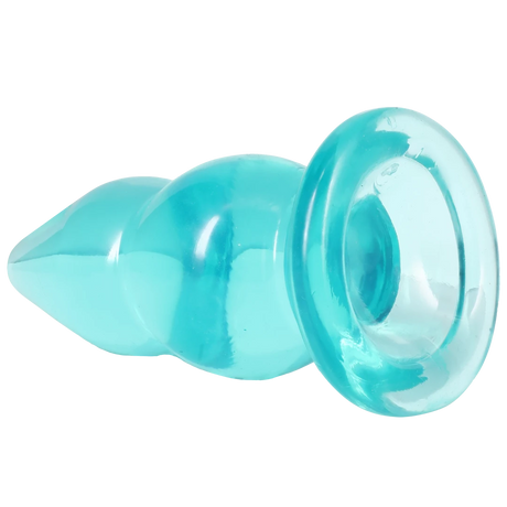 Crystal Jellies Double Pop Plug 6 Inch Teal showcasing its double curve shape and tapered tip.