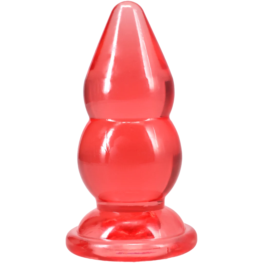 Crystal Jellies Double Pop Plug 6 Inch Pink with double curve shape for stimulating sensations.