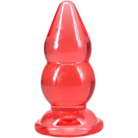Crystal Jellies Double Pop Plug 6 Inch Pink with double curve shape for stimulating sensations.