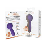 Me You Us Signature The Mini Wand Vibrator packaging showcasing features and design of the compact wand massager.