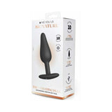 Me You Us Signature The Vibrating Plug Black packaging with details on adjustable vibration and design.