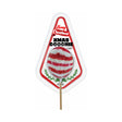 Horny Christmas X-mas Coochie Pop Novelty Lollipop wrapped in festive packaging with red and white stripes.