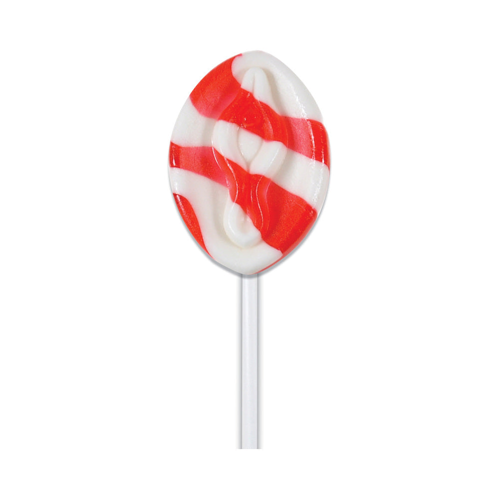 Horny Christmas X-mas Coochie Pop Novelty Lollipop with red and white stripes