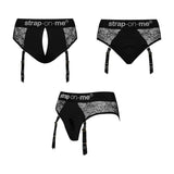 Strap-on-me Diva Lingerie Harness Black XS showcasing elegant lace design and functional second-skin fit for intimate wear.