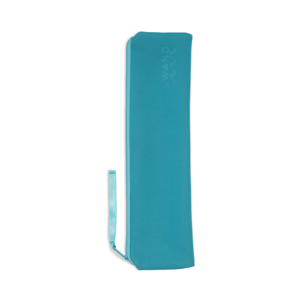 Le Wand Dive Submersible Vibrating Massager Seashell teal storage pouch for waterproof massager.