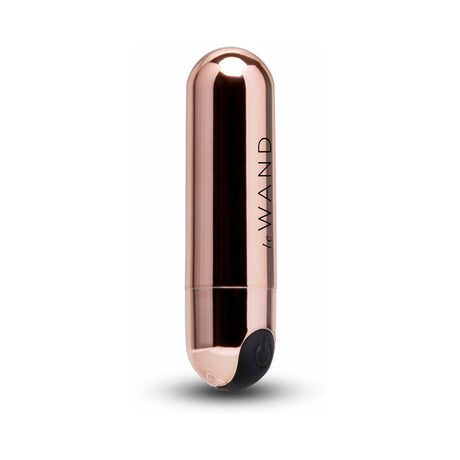 Le Wand Essentials Mini Rose Gold Bullet Vibrator compact design for targeted clitoral stimulation in rose gold finish.