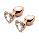 B-vibe Essentials 2-piece Jewel Hearts Anal Training Set featuring heart-shaped jewel bases for stylish exploration.