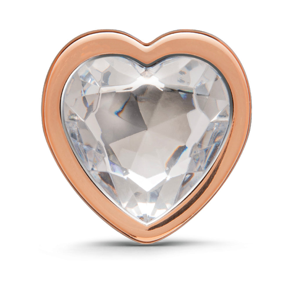 B-vibe Essentials 2-piece Jewel Hearts Anal Training Set heart-shaped jewel base close-up