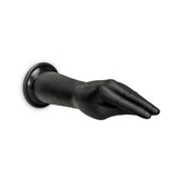 B-vibe Essentials Silicone Hand Fisting Dildo Black, a realistic black silicone hand design for pleasure.