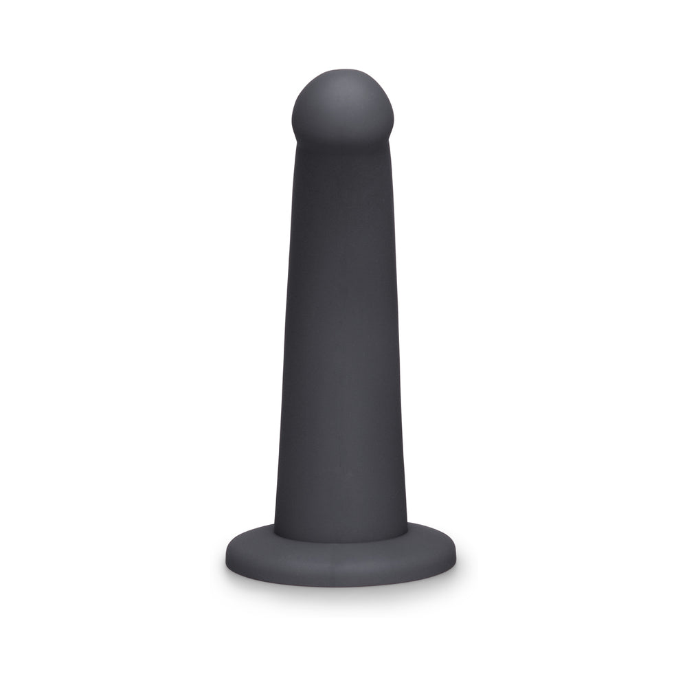 B-Vibe Essentials 7 Inch Smooth Silicone Dildo Black, sleek and smooth design for comfort and ease of use.