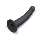 B-Vibe Essentials 7 Inch Smooth Silicone Dildo Black, sleek and smooth silicone design for comfort.