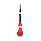 B-Vibe Essentials Hydrobulb Anal Douche 200 ml in red with detachable nozzle for hygiene and comfort.