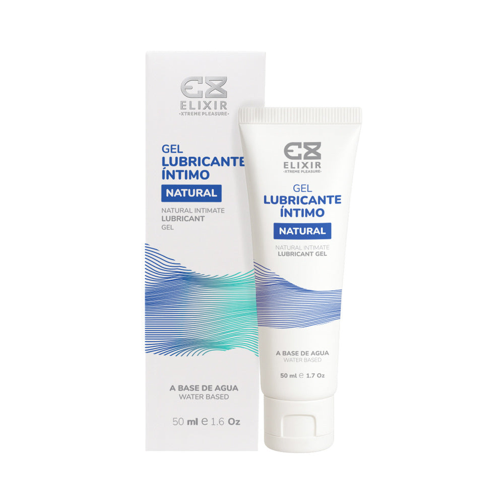 Elixir Natural Lubricant 1.7 Oz packaging and product for safe, water-based intimate use.
