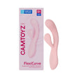 Camtoyz Flexicurve Ergonomic Rabbit Vibrator in pink packaging, showcasing its dual-action design for internal and external stimulation.