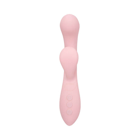 Camtoyz Flexicurve Ergonomic Rabbit Vibrator in soft pink color with dual stimulators and ergonomic design.