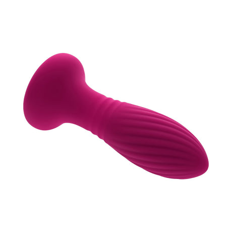 Evolved Party Plug Silicone Rechargeable Burgundy in bold pink silicone, designed for anal pleasure and vibration.
