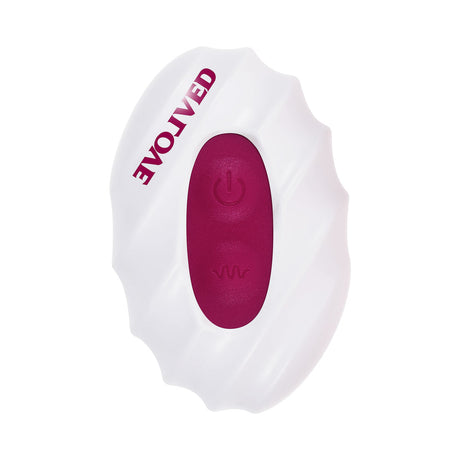 Evolved Party Plug Silicone Rechargeable Burgundy features a sleek design with a power button for easy use.