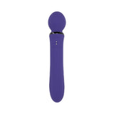 Evolved Shiver Silicone Rechargeable Vibrator Purple with textured wand head for pleasure and stimulation.