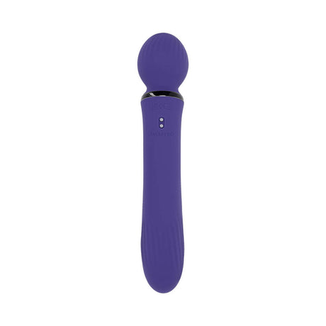 Evolved Shiver Silicone Rechargeable Vibrator Purple with textured wand head for pleasure and stimulation.